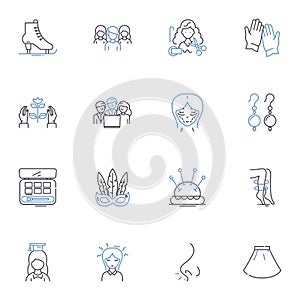 Nieces line icons collection. Joy, Love, Adorable, Precious, Playful, Caring, Smart vector and linear illustration. Fun