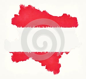 Niederoesterreich watercolor map with Austrian national flag in