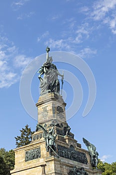 The Niederwalddenkmal, a monument built in 1883 to commemorate the Unification of Germany. Niederwald near Rudesheim am Rhein in