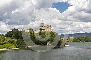 Niedzica castle over Czorsztyn lake in Pieniny, Poland