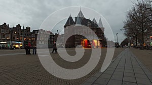 Nieuwmarkt in Amsterdam Netherlands at twilight