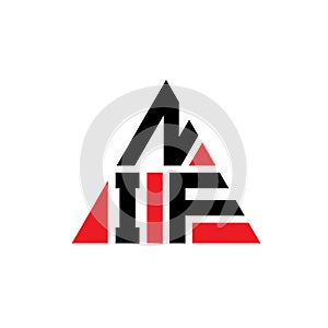 NIE triangle letter logo design with triangle shape. NIE triangle logo design monogram. NIE triangle vector logo template with red photo