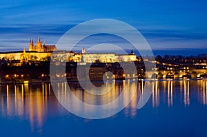 Nifht Vltava River,Charles Bridge,Prague castle