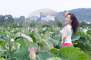 Nifty woman in lotu field