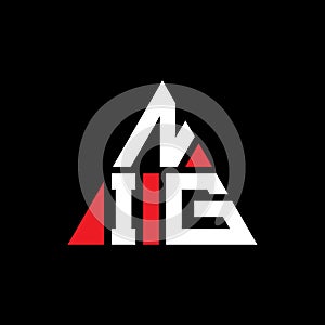 NIF triangle letter logo design with triangle shape. NIF triangle logo design monogram. NIF triangle vector logo template with red