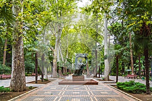 Nigar Rafibeyli monument in Khan Garden Ganja city