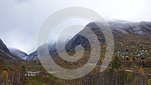 Nigardsbreen glacier valley in Autumn in Norway