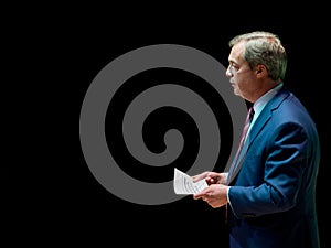 Nigel Farage, Brexit party leader, giving a speech