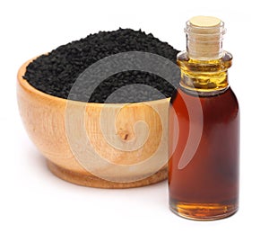 Nigella sativa or Black cumin with essential oil