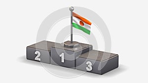 Niger 3D waving flag illustration on winner podium.