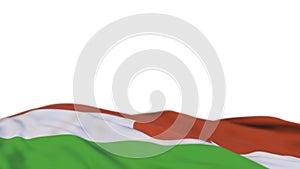 Niger fabric flag waving on the wind loop. Niger embroidery stiched cloth banner swaying on the breeze. Half-filled white