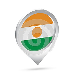 Niger flag 3d pin icon