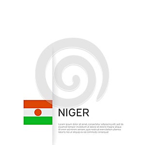 Niger flag background. State patriotic niger banner, cover. Document template, flag on white background. National poster. Business