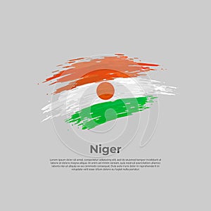 Niger flag. Brush painted nigerian flag on a white background. Brush strokes. Vector design national poster, template. Place