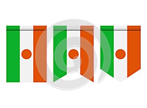 Niger flag or pennant isolated on white background. Pennant flag icon