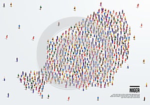 Niger Map. A large group of people form to create a shape of the Niger Map.