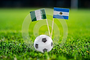 Nigeria - Argentina, Group D, Tuesday, 26. June, Football, World Cup, Russia 2018, National Flags on green grass, white football b