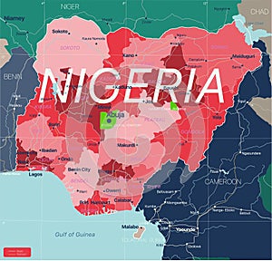 Nigeria country detailed editable map