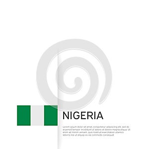 Nigeria flag background. State patriotic nigerian banner, cover. Document template with nigeria flag on white background. National