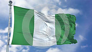 Nigeria Flag in a Blue Sky photo