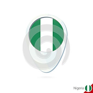 Nigeria flag location map pin icon on white background