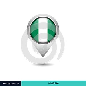 Nigeria flag map pin vector design template.