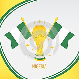 Nigeria Gold Football Trophy / Cup and Flag