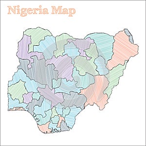 Nigeria hand-drawn map.