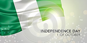 Nigeria happy independence day vector banner, greeting cardn