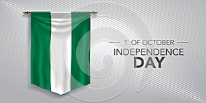 Nigeria independence day greeting card, banner, vector illustration