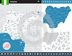 Nigeria - infographic map - Detailed Vector Illustration