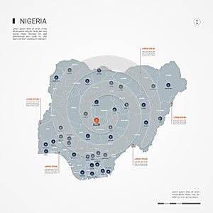 Nigeria infographic map vector illustration.