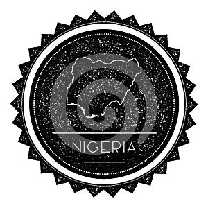 Nigeria Map Label with Retro Vintage Styled.