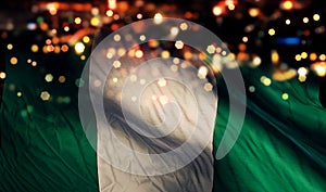 Nigeria National Flag Light Night Bokeh Abstract Background