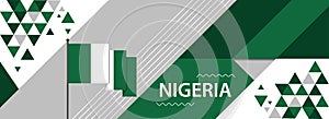 Nigeria national or independence day banner design for country celebration. Flag of Nigeria with modern retro design and abstract photo