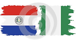 Nigeria and Paraguay grunge flags connection vector