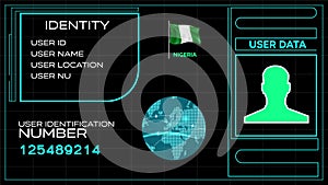 Nigeria user identification system animation video footage. User identity video template with tracking identification number