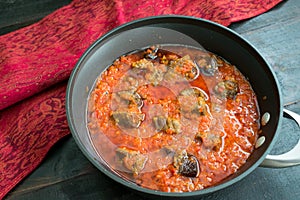 Nigerian Beef Stew African Stew in a Saucepan photo