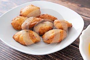 Nigerian Deep Fried Akara beancake served with Custard