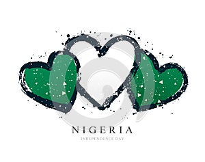Nigerian flag in the form of three hearts