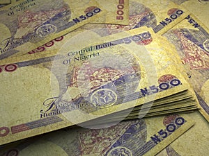 Nigerian money. Nigerian naira banknotes. 500 NGN polymer bills