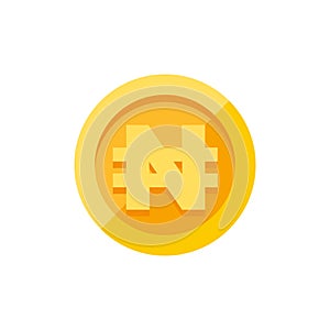 Nigerian naira currency symbol on gold coin flat style