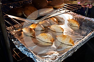 Nigerian Tasty Meat Pies baking in Oven