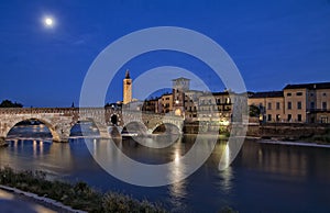 Nigh view of Verona, Italy