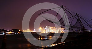 Nighscape of the Chinese fishing nets photo