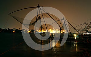 Nighscape of the Chinese fishing nets photo