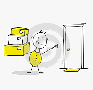 Delivery man ring the doorbell