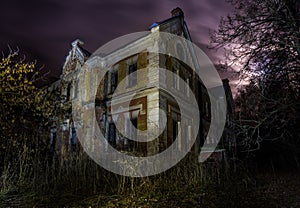 Night at abandoned mansion of baron Karl von Meck photo