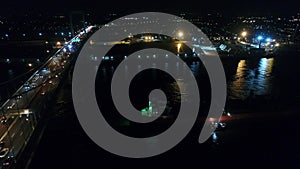 Night Aerial Flight Near Walt Whitman Bridge Philadelphia