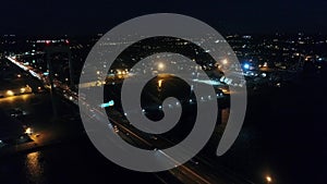 Night Aerial Flight Near Walt Whitman Bridge Philadelphia